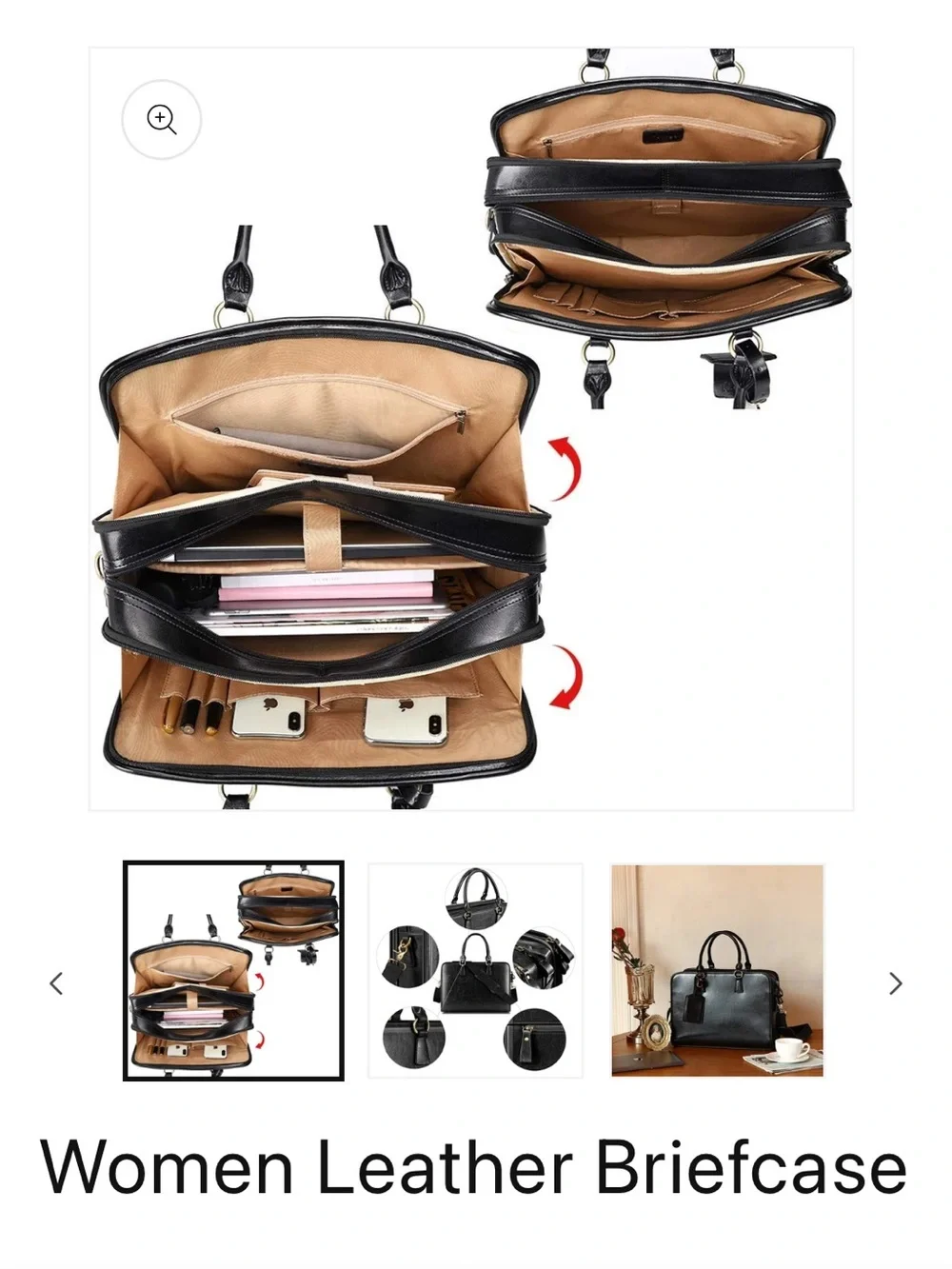 Kattee Burgundy Leather Briefcase Bag